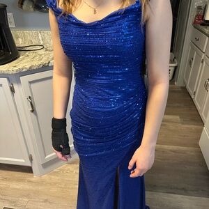 Elegant Blue Sequin Dress